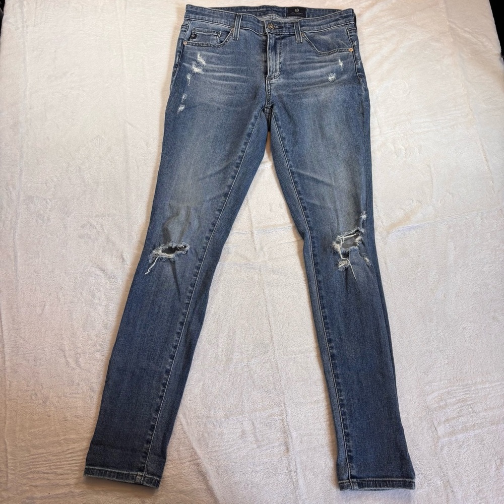 AG Adriano Goldschmied Distressed Blue Skinny Jeans
